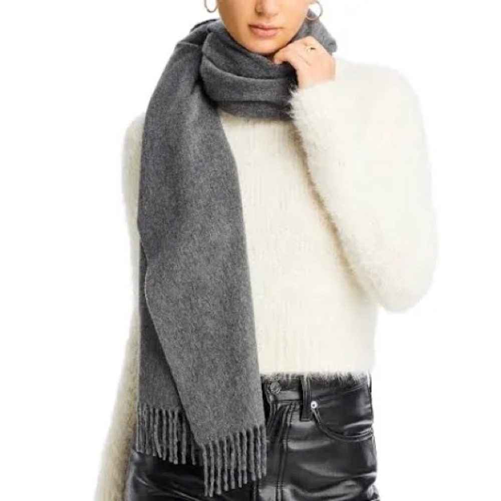 Vince Merino Wool Wrap Scarf in Gray